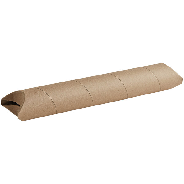 A brown rectangular cardboard mailing tube with a line.