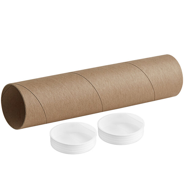 A long brown Lavex Mailing Tube with white caps.