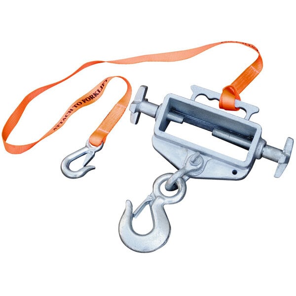 A metal object with hooks and a strap.