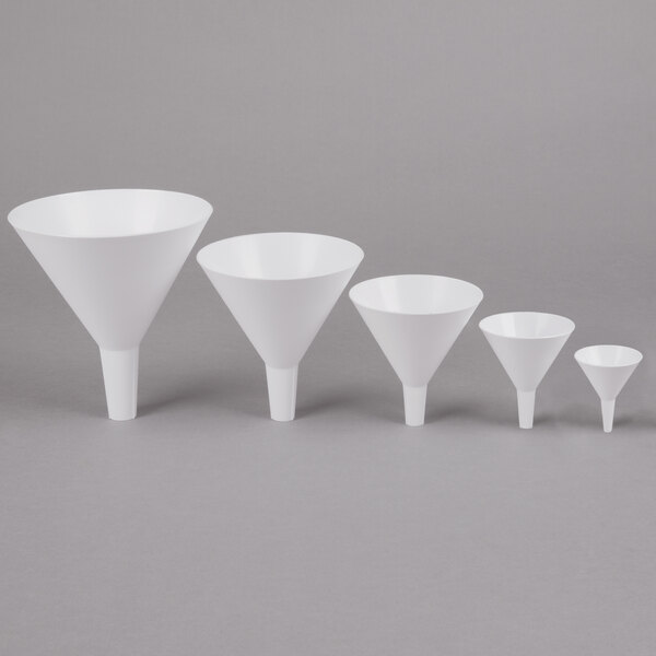 Tablecraft 5 5-Piece White Plastic Funnel Set