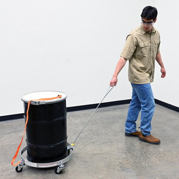 Vestil 1,000 lb. 23 1/2" Mobile Steel Tilting Drum Dolly with Handle DRUM-DRH-HR