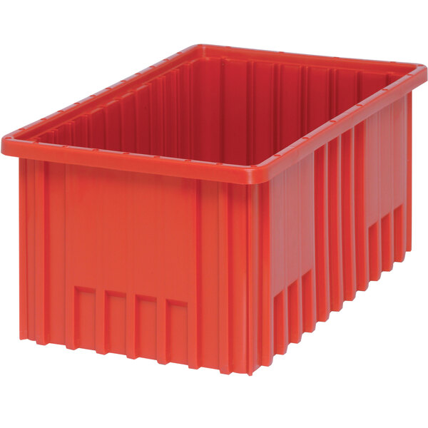 A red heavy-duty Quantum dividable container.