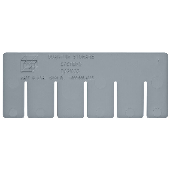 A Quantum gray plastic short divider with four holes.