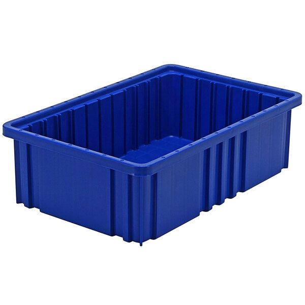 A Quantum blue plastic dividable container.