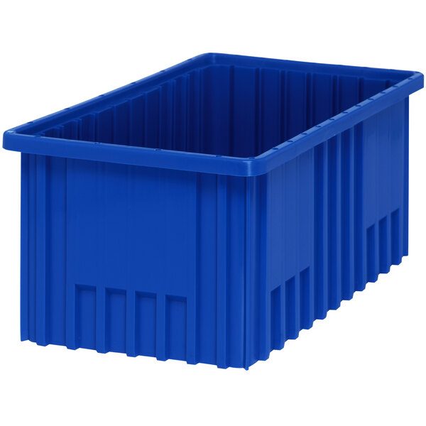 A Quantum blue plastic dividable container.