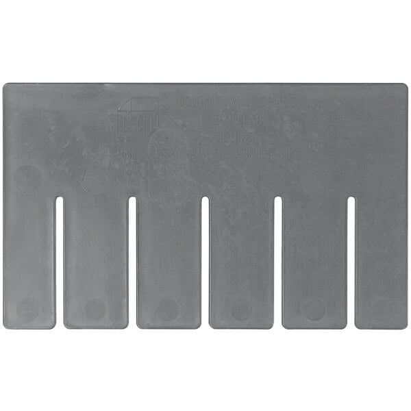 A Quantum gray plastic short divider with four holes.