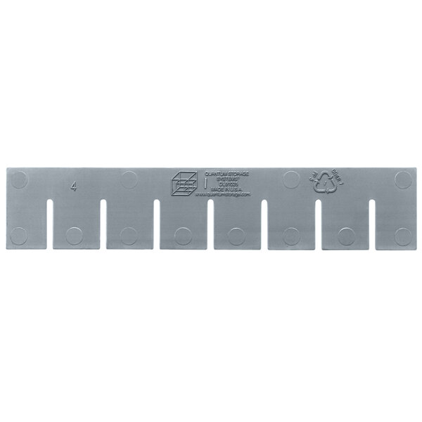 A Quantum gray long divider with holes and text.