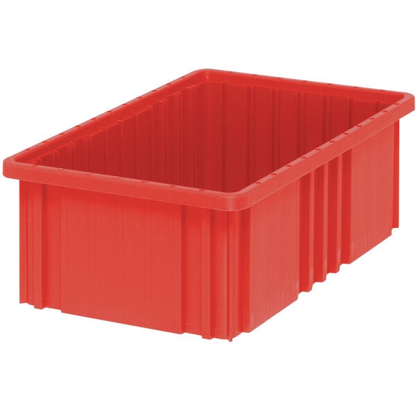 A Quantum red plastic dividable container.