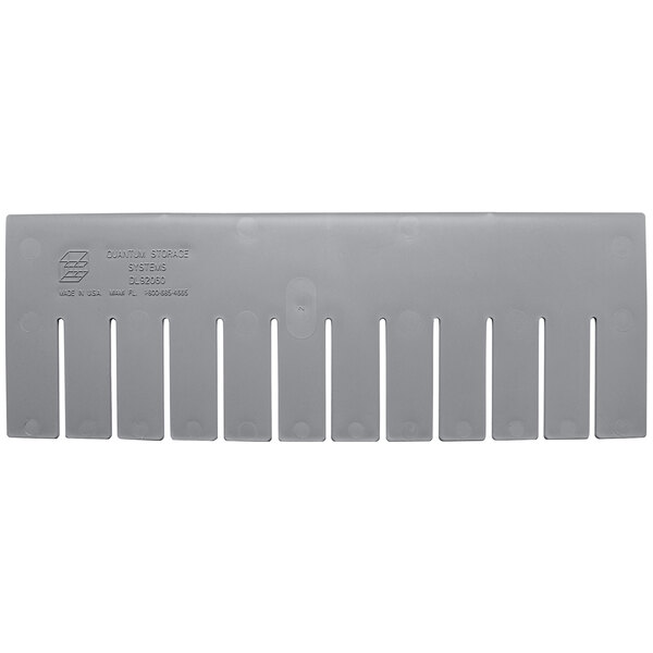 A Quantum gray plastic long divider with holes.