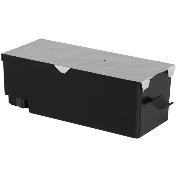 A black rectangular maintenance box with a white cover.