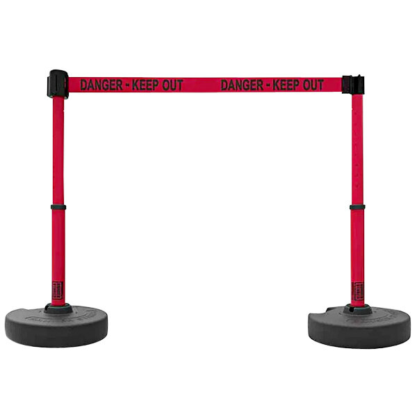 A red and black Banner Stakes PLUS "Danger - Keep Out" barrier.