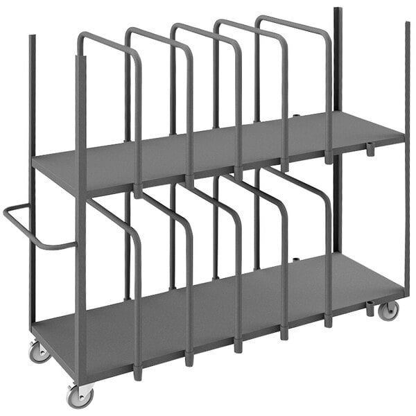 A gray metal Durham panel truck with removable dividers.