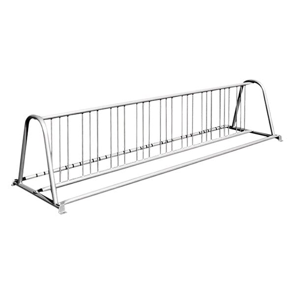 A Paris Furnishings galvanized metal grid style bike rack.