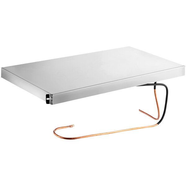 An Avantco metal rectangular drain pan with wires.