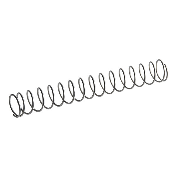 A black metal Avantco tension spring with a spiral.