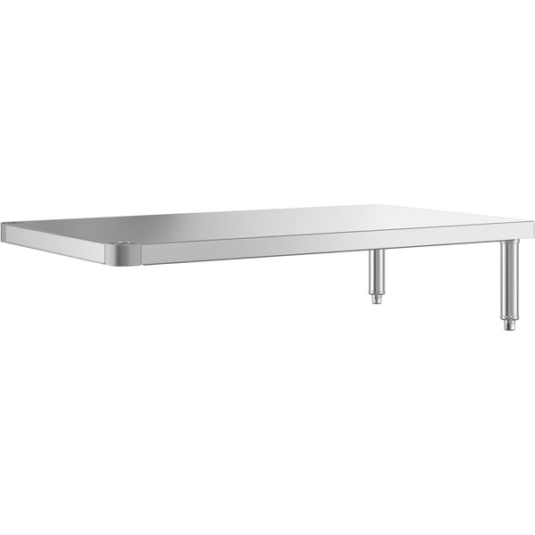 A stainless steel Regency undershelf for dish tables.