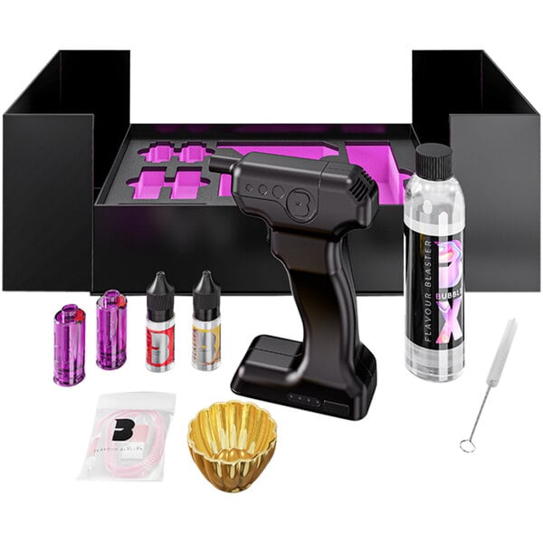 A black Flavour Blaster cocktail gun kit on a counter.