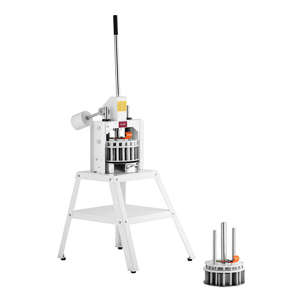 An Estella manual dough divider with a white stand.