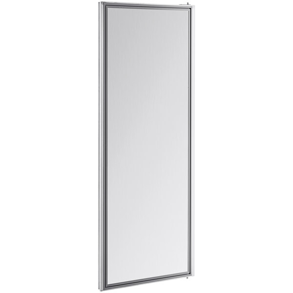 A white rectangular object with a metal frame.