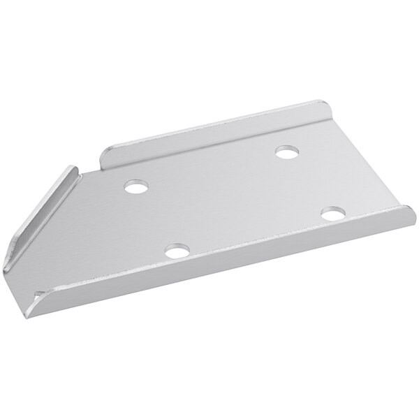An Avantco metal hinge plate with holes on the bottom left.