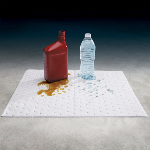 New Pig MAT403 20" x 15" Oil-Based Liquids Only Absorbent Heavy Weight Mat Pads - 100/Pack