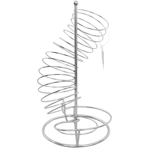 A Tablecraft chrome spiral fruit basket with a spiral design.