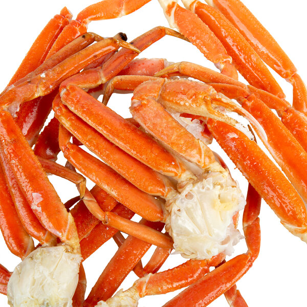A pile of orange Chesapeake Crab Connection Extra Large snow crab legs.