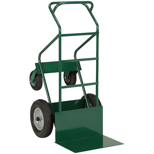 A green Little Giant hand truck with black wheels.