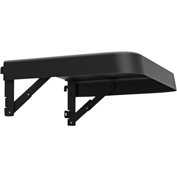 A black rectangular Louisiana Grills side shelf with metal brackets.