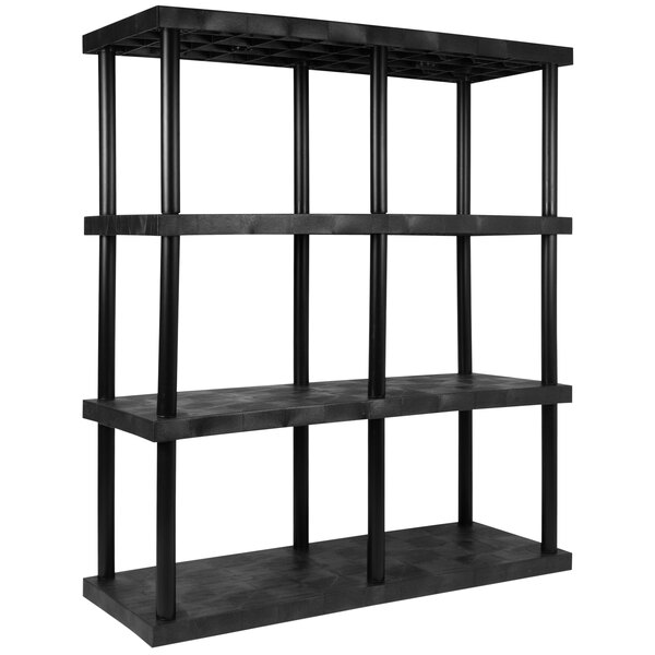 A black SPC Industrial DuraShelf 4-shelf system.