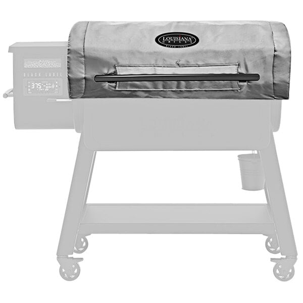 A grey Louisiana Grills insulated blanket covering a grill.