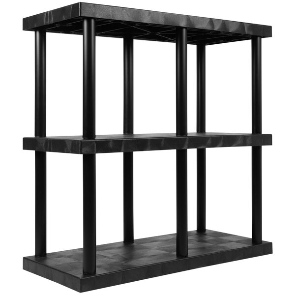 A black SPC Industrial DuraShelf 3-shelf system.