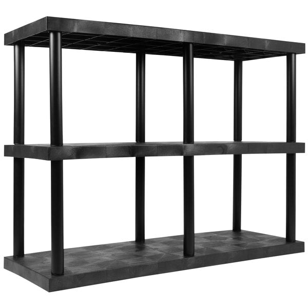 A black SPC Industrial DuraShelf 3-shelf system.