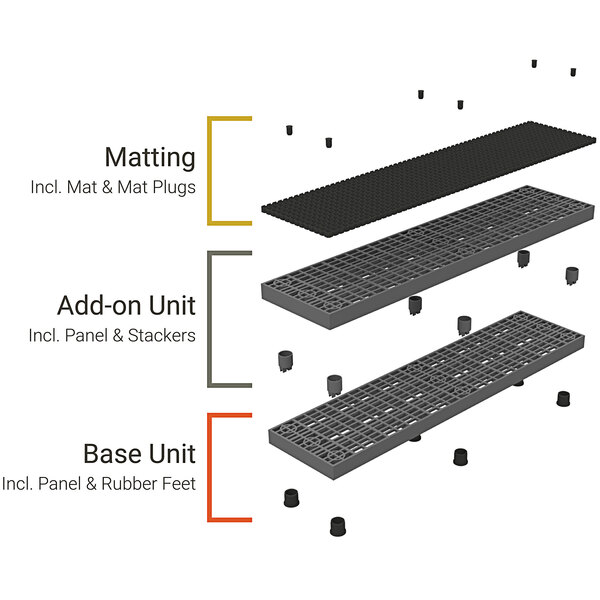 A diagram of stackable work platforms.