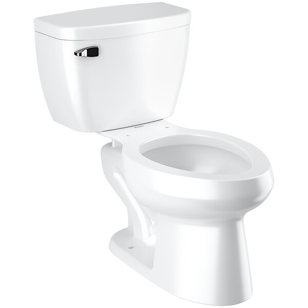 A white Sloan floor-mounted toilet with the seat open.