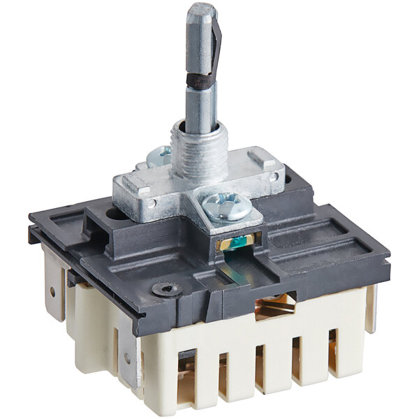 A Robertshaw Industries electric cooking control switch with a metal cover and small knob.