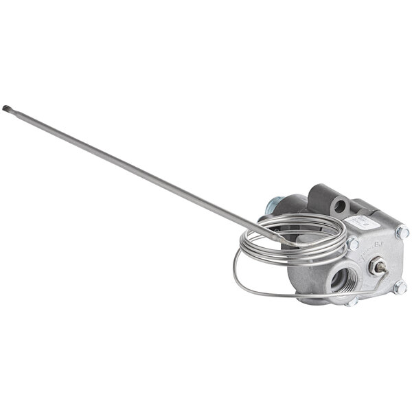 A Robertshaw Industries gas thermostat valve with a long metal pipe.