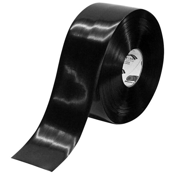 A roll of black Mighty Line safety tape.