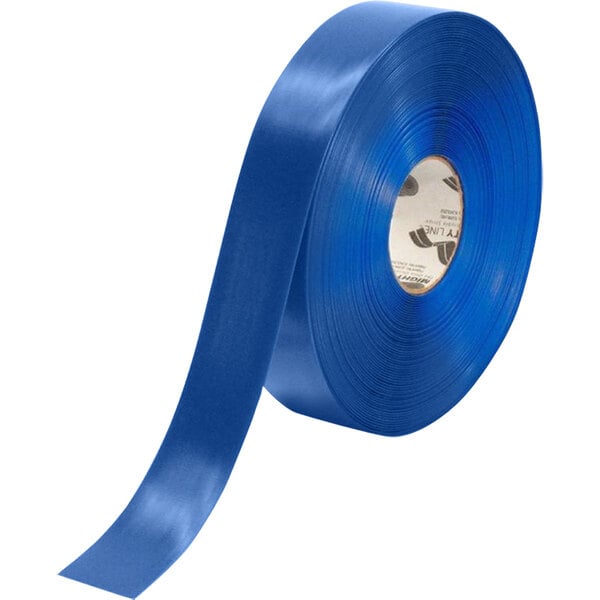 A roll of Mighty Line blue safety tape.