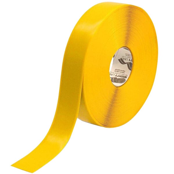 A roll of yellow Mighty Line Safety Floor Tape.