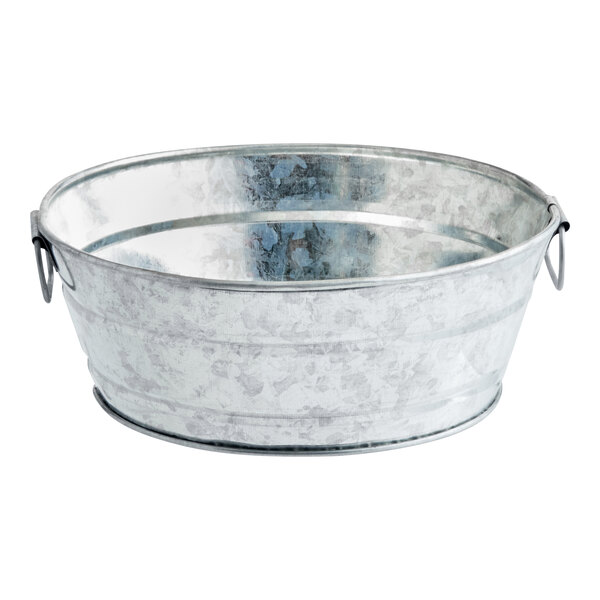 An American Metalcraft galvanized metal tub with two handles.