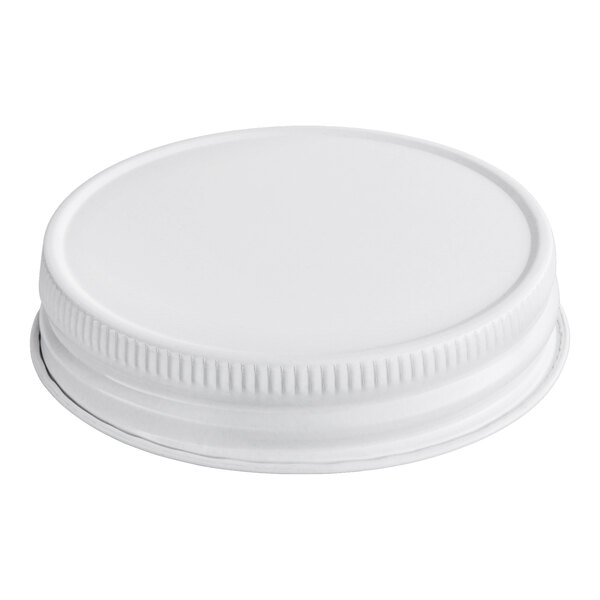 A white metal lid with a plastisol liner, sized 70/450.