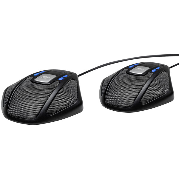 A black Konftel expansion microphone for conference phones.