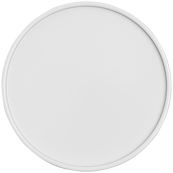 An American Metalcraft Unity 6" melamine mocha plate with a white circle and border.