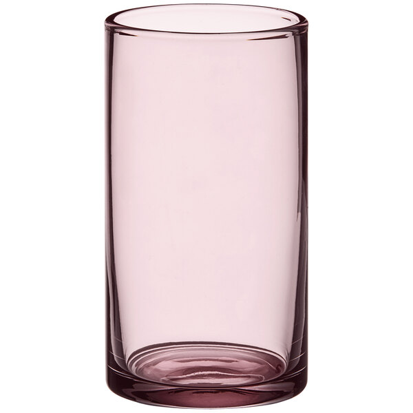 An Acopa Mauve beverage glass with a clear rim.