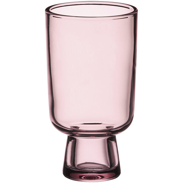 An Acopa Pangea mauve goblet with a pink glass and small foot.