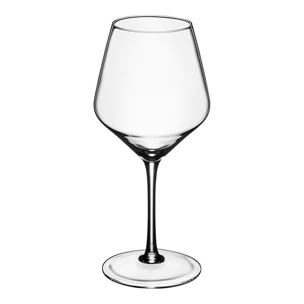 An Acopa Silhouette wine glass with a long stem.
