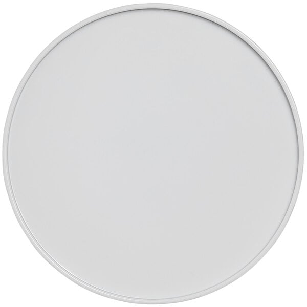 An American Metalcraft Unity 9" mocha melamine plate with a white circle and white border.