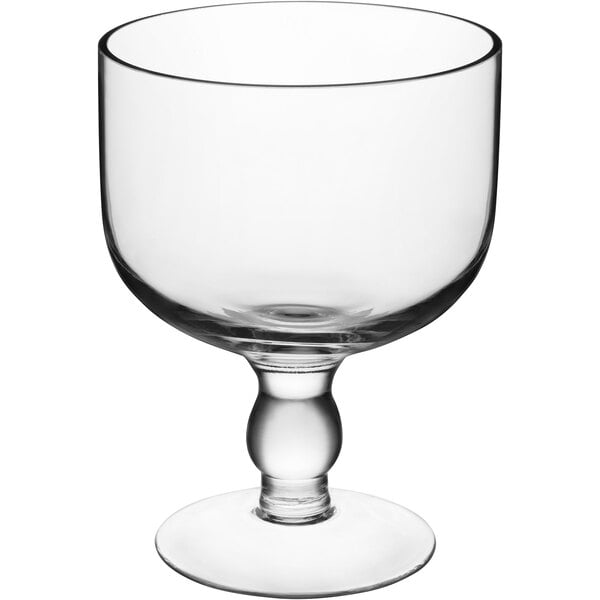 A clear Acopa Giant Schooner Glass with a round base.