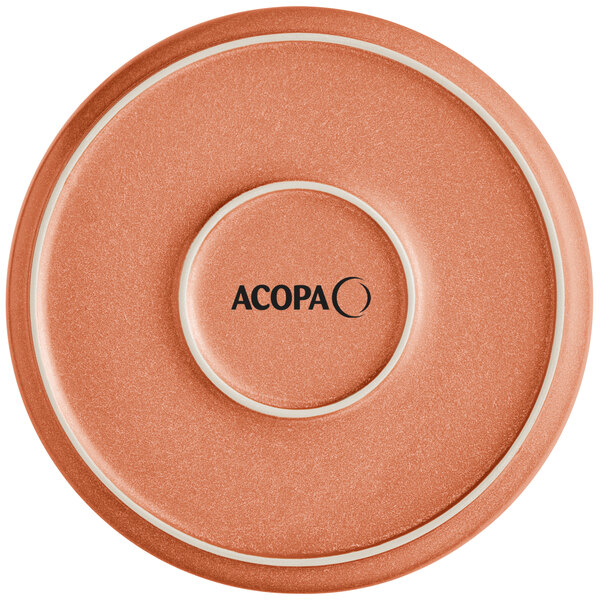 A close up of an Acopa Terra Cotta matte coupe plate.